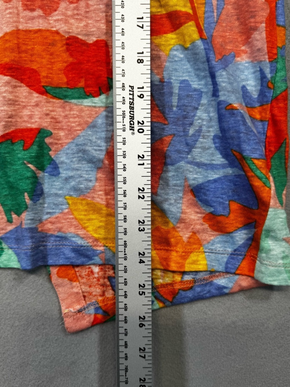 Joie Blue Multicolor Linen Leaf-Print Tee - Picture 4 of 6